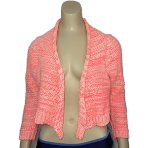 Moth cropped pink cardigan sweater rolled hem size s/p